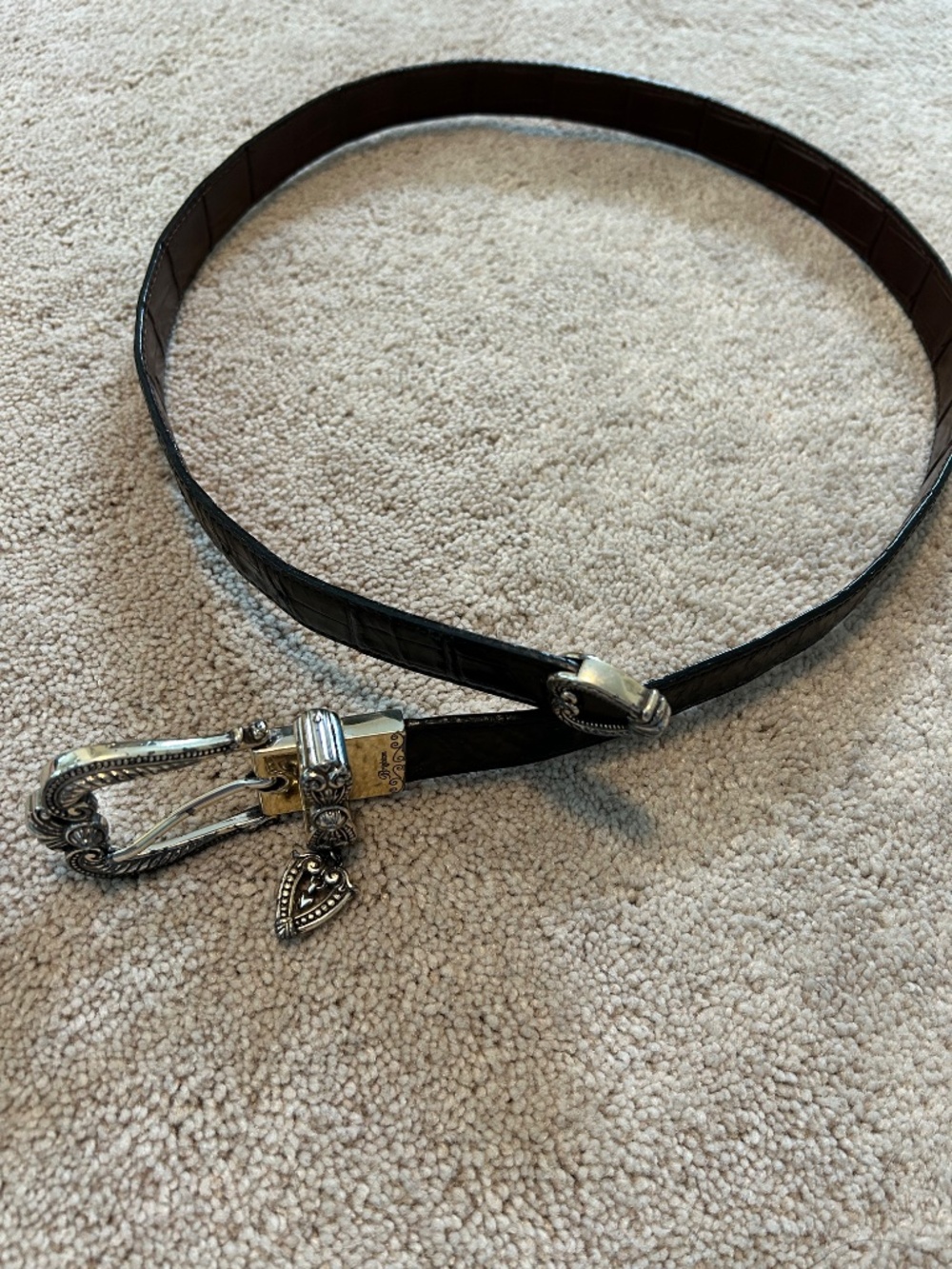 Brighton Belt reversible heart brown black silver buckle size 34